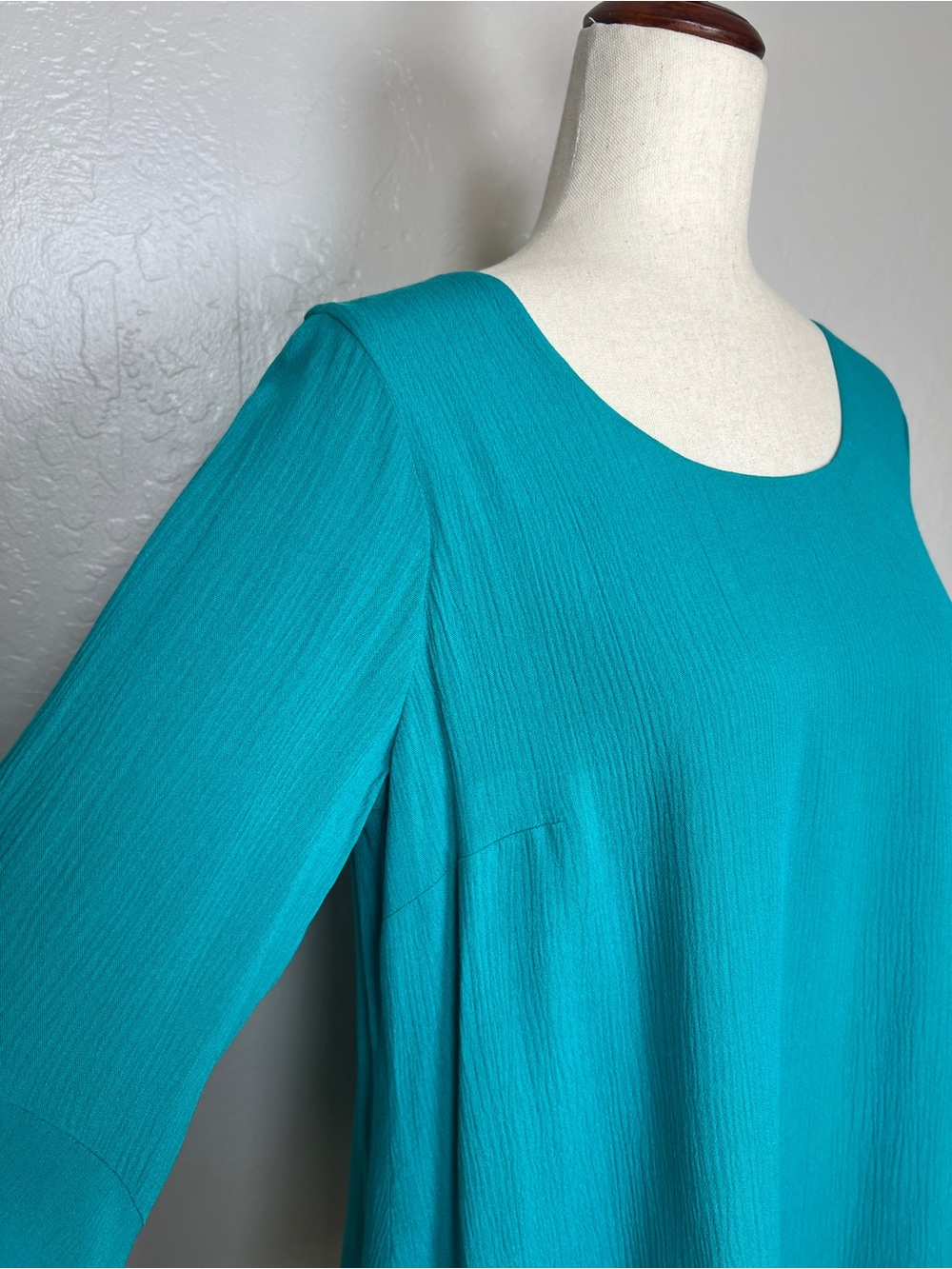 SOFT SURROUNDINGS Women’s Size PS Peacock Green Gabby Gauze Bell Sleeve Tunic - Picture 5 of 11